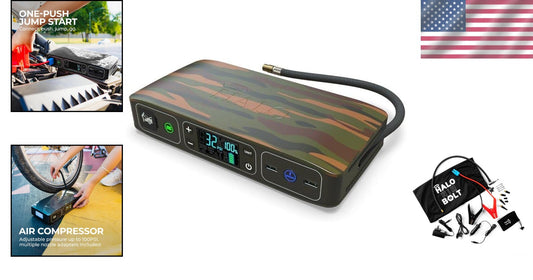 Versatile Camouflage Emergency Car Power Kit with Air Pump and Jump Starter