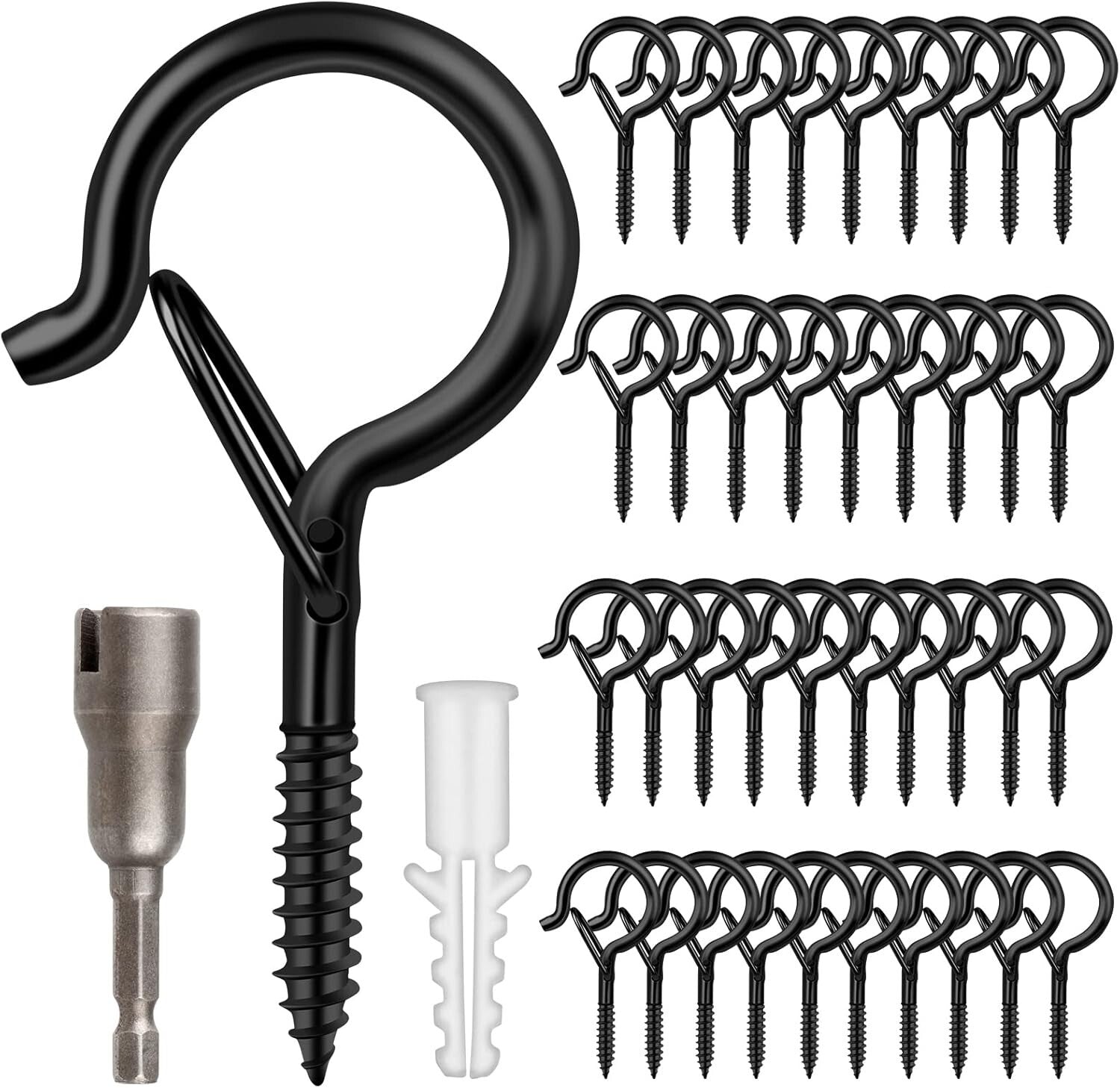 100 Pack Heavy-Duty Screw-in Hooks for Outdoor String Lights - Rust Resistant