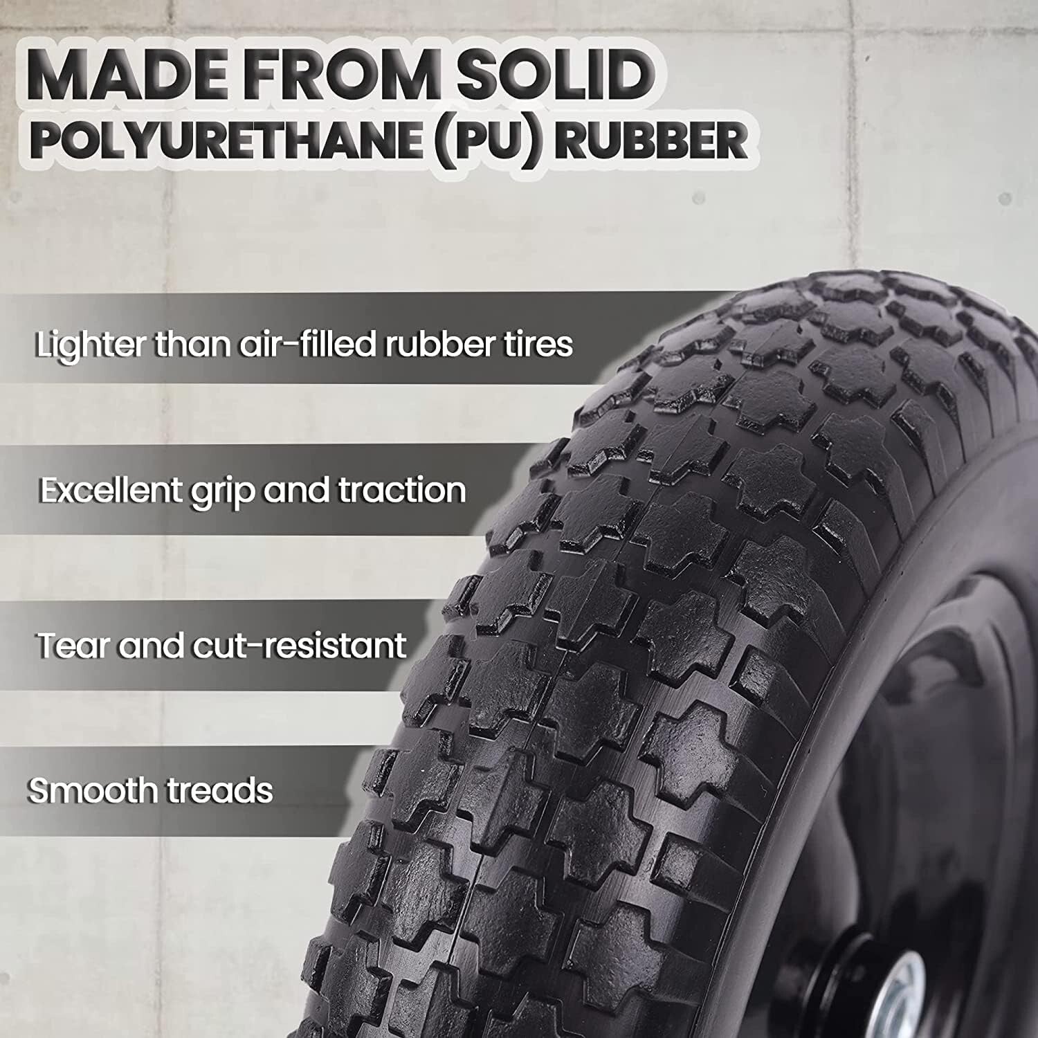 Universal Fit 14.5" Flat-Free Tire & Wheel - Durable, Weather-Resistant Solution
