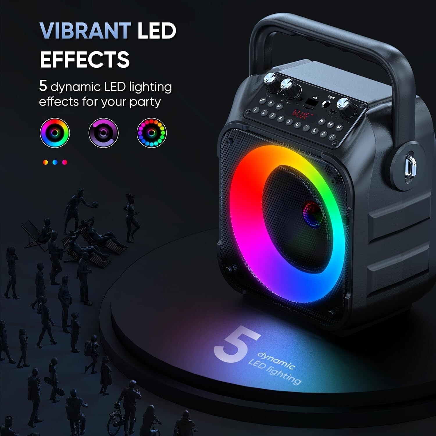 Family-Friendly Karaoke Machine with Bluetooth, Lights & 2 Wireless Microphones