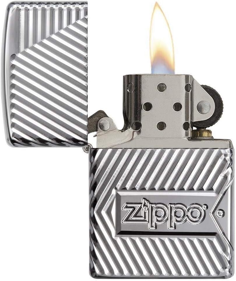 Distinguished Windproof Pocket Lighter - Chrome Finish with Logo Design