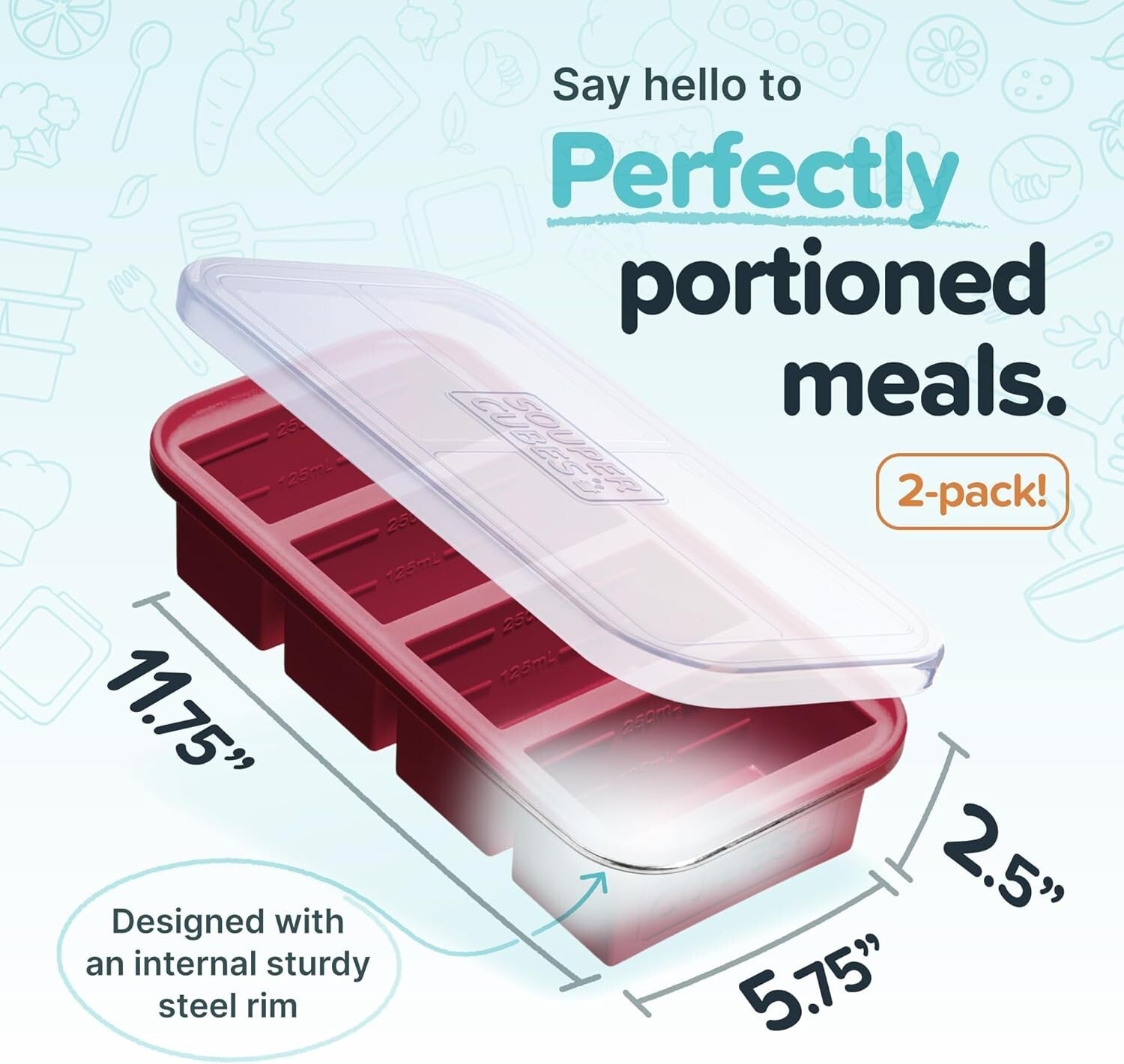 Durable Platinum Silicone Freezer Tray Set - Ideal for Broths and Leftovers