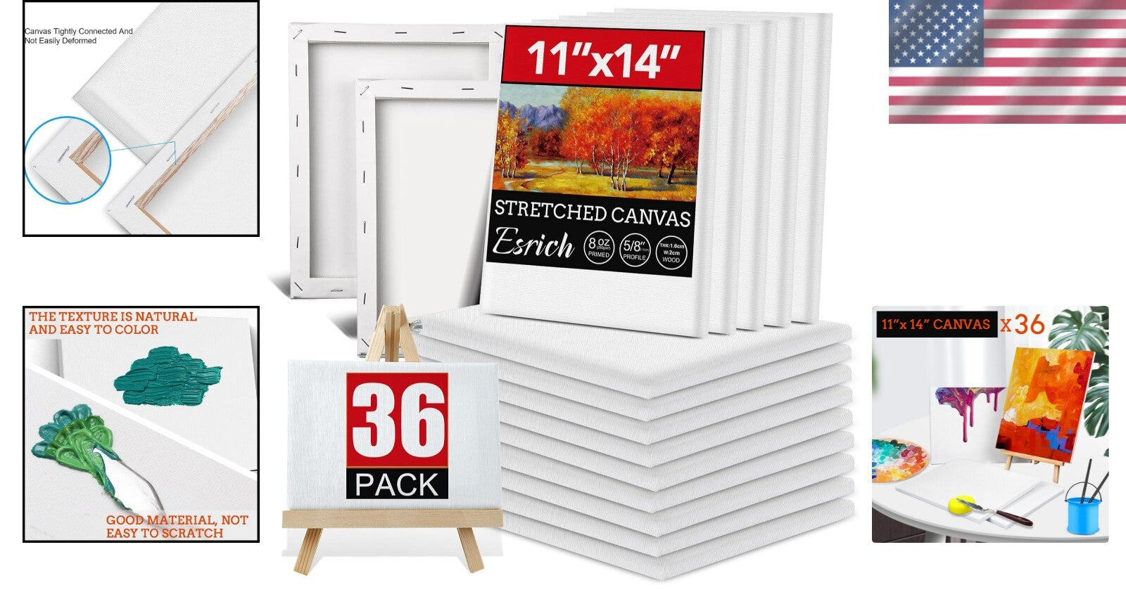 11x14 Blank Canvas Value Pack - Essential for Acrylic, Oil, and Craft Painting