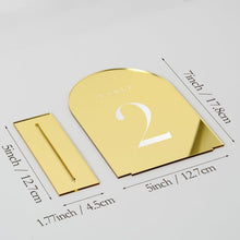 Load image into Gallery viewer, Elegant Gold Mirror Wedding Table Numbers 1-15 with Sturdy Acrylic Stands