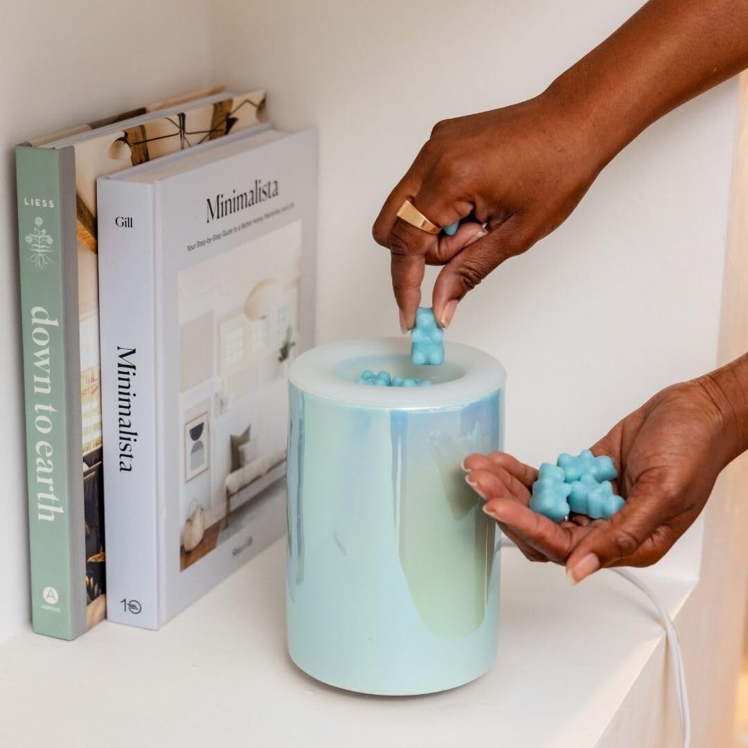 Elegant Blue Electric Wax Melter - Timer, LED Light & Easy Wax Removal Dish