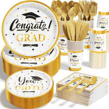 Load image into Gallery viewer, Complete 350 PCS Graduation Disposable Dinnerware for Class of 2025 Celebrations