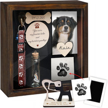 Load image into Gallery viewer, Elegant Dog Memorial Frame: 8.6-Inch Rustic Shadow Box with Personalization Kit