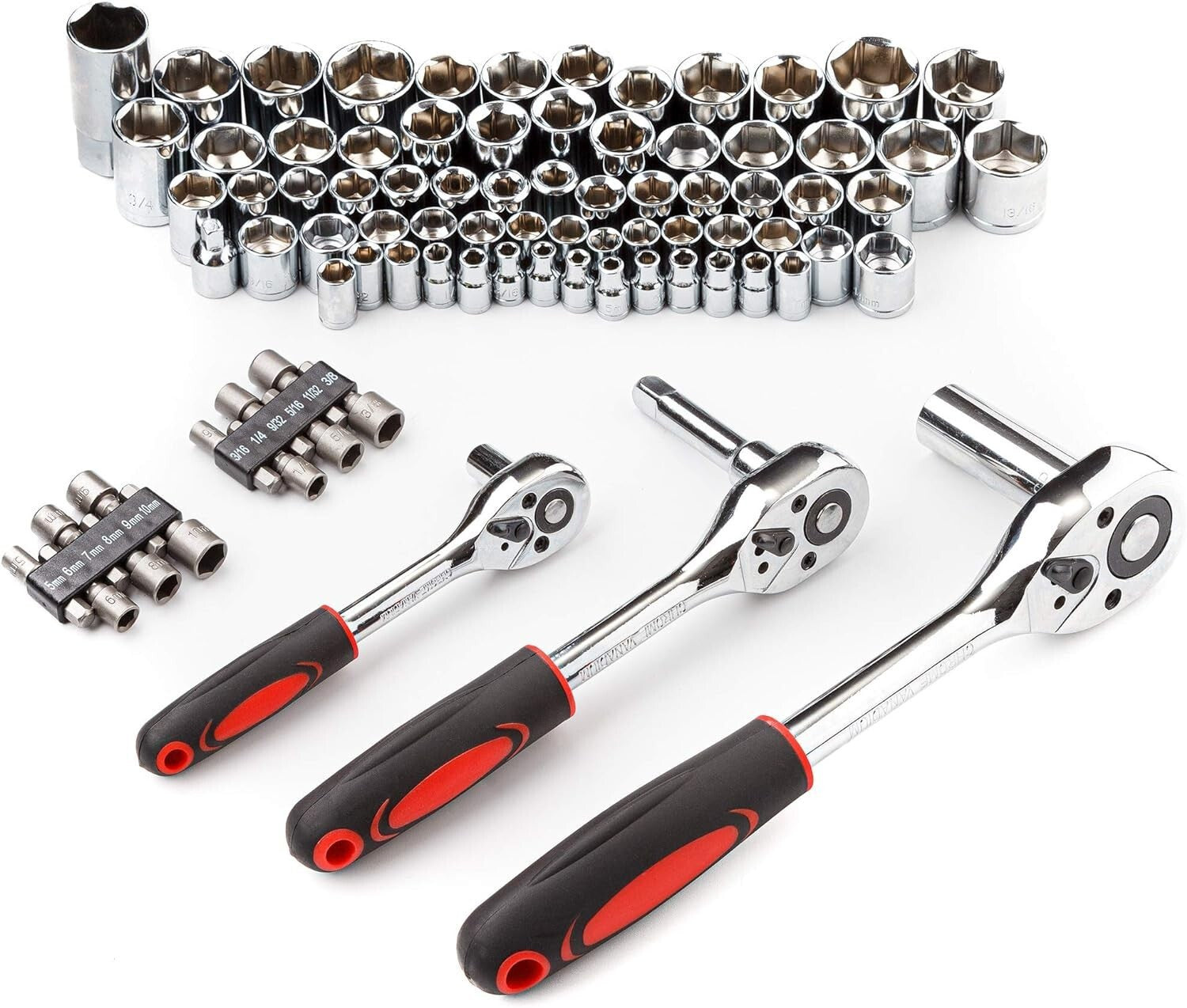 Durable 205-Piece Wrench Tool Set with High-Polish Finish and Portable Case