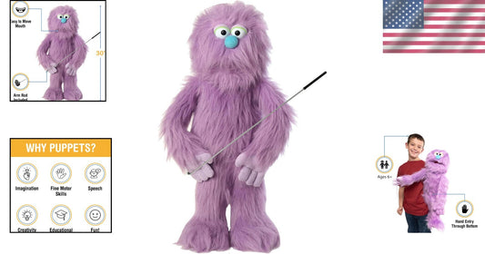Engaging 30-Inch Purple Puppet with Arm Control – Ideal for Kids' Entertainment