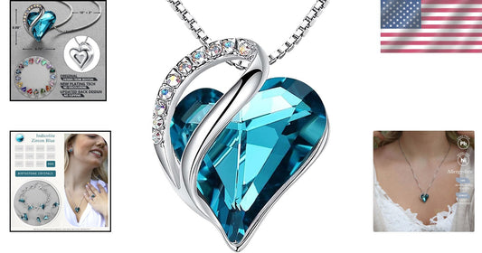 Personalized Infinity Heart Pendant Necklace - December Birthstone Jewelry Gift