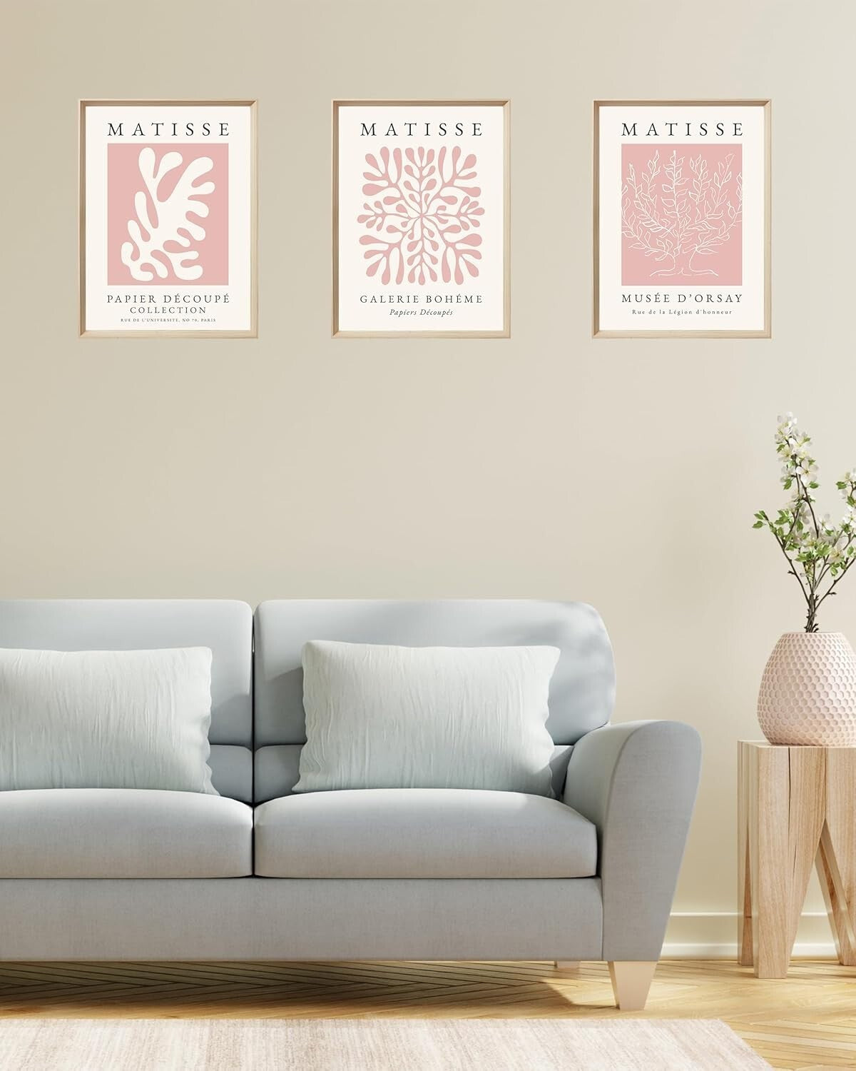 Elegant 16x12 Framed Matisse Wall Art Set in Pastel Pink - Perfect Home Accent