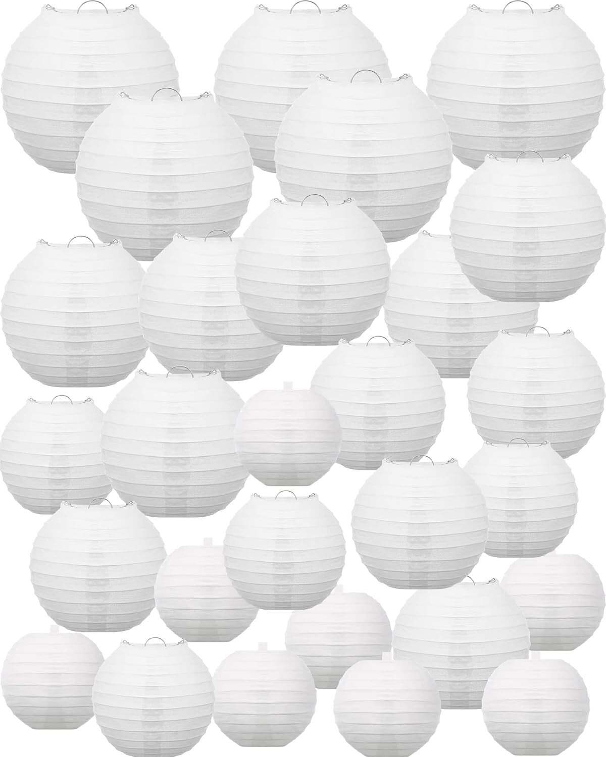 Customizable Round White Paper Lanterns - 80 Pcs for Weddings & Celebrations