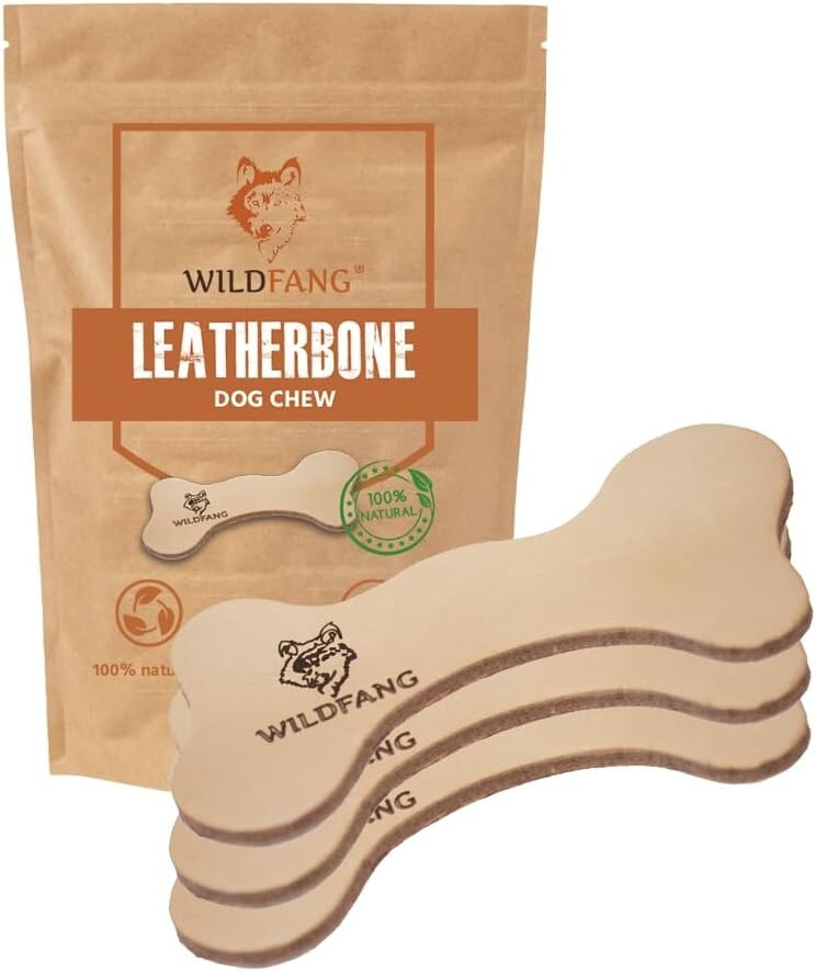 Durable Chew Sticks - Ethical Leather Dog Bones for Healthy Teeth - 3 Count