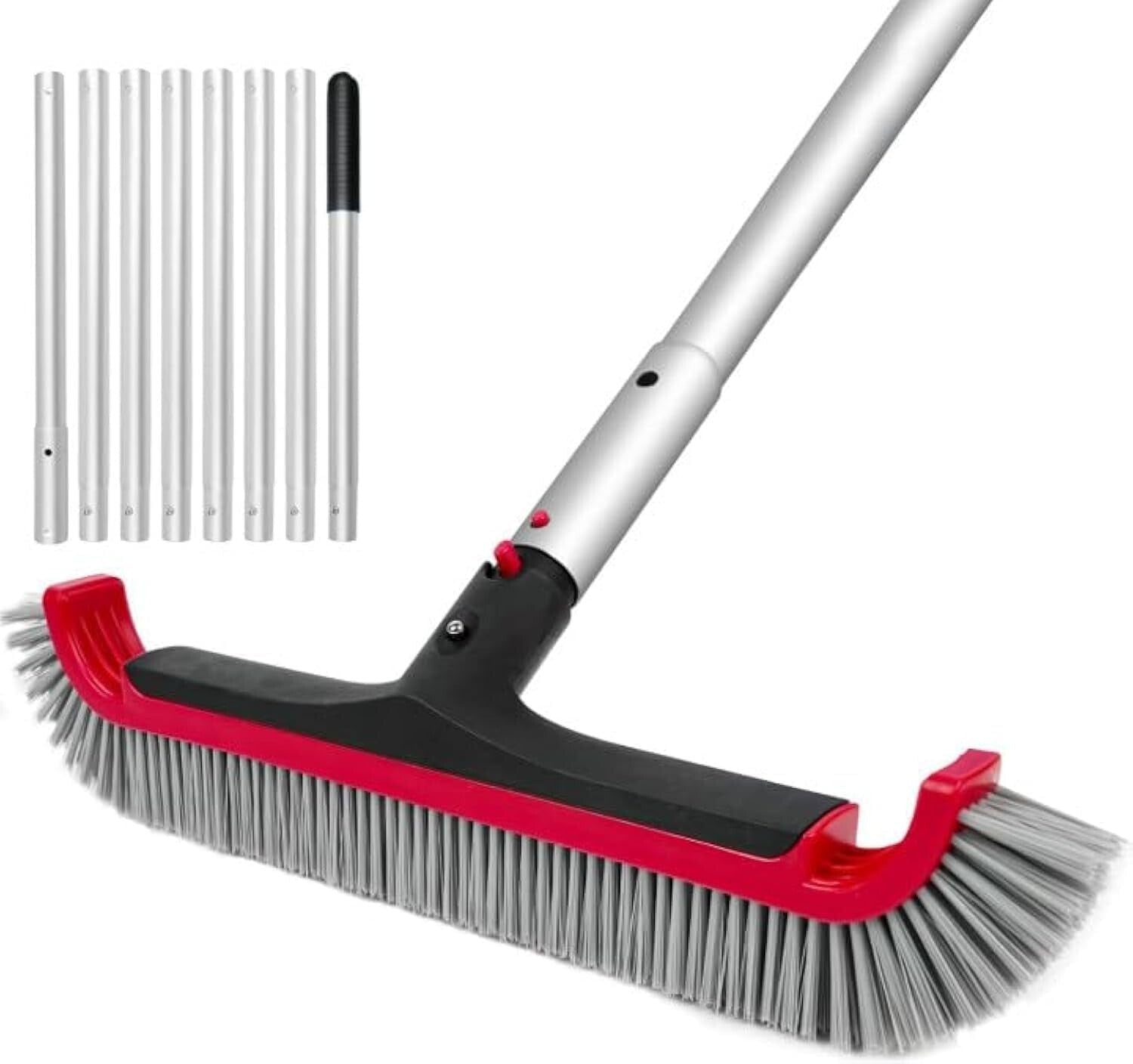 Durable Nylon Bristle Pool Brush with Extendable 10.5FT Pole for Easy Cleaning