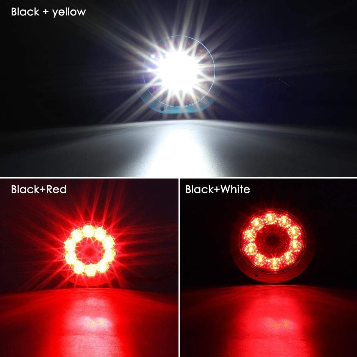 16 LED Round Waterproof Trailer Tail Lights for RVs and Trucks - 4Pcs Set