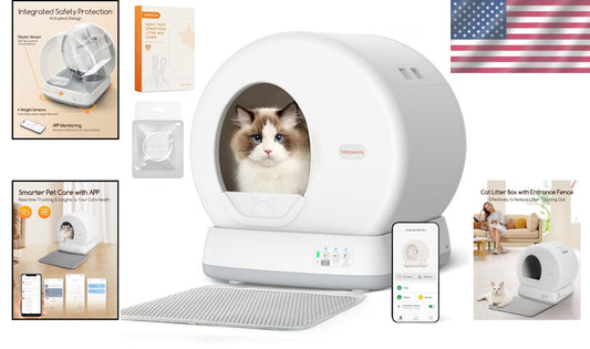 Whisper-Quiet Automatic Cat Litter Box for Multi Cats - Odor Control & Safety
