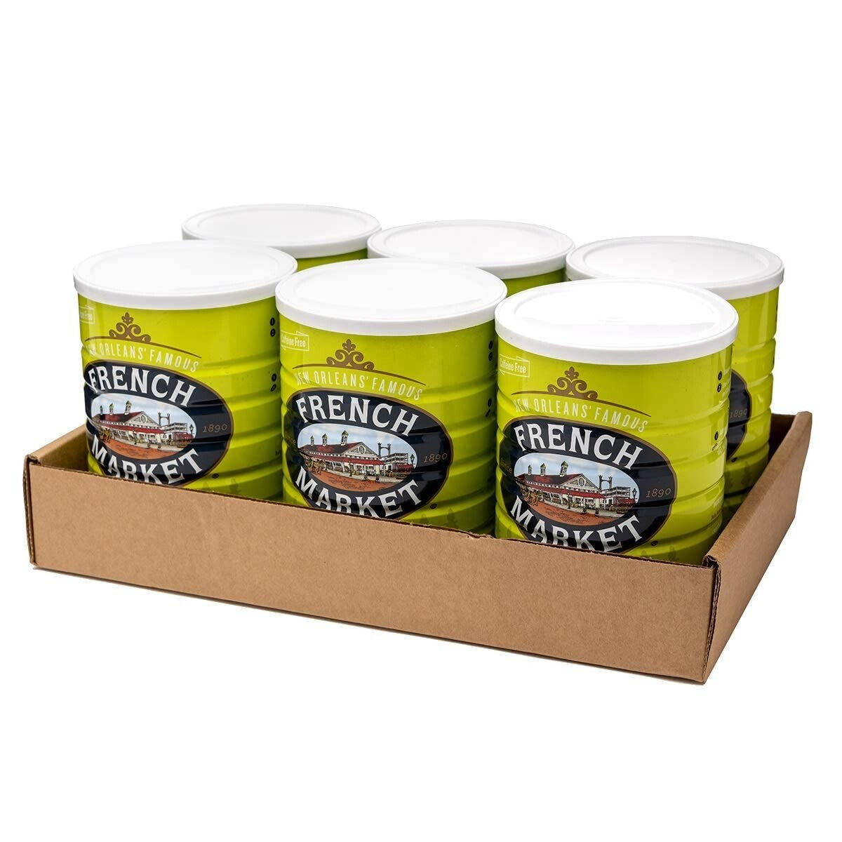 French Dark Roast Chicory - 6 x 16oz Cans, Caffeine-Free New Orleans Tradition