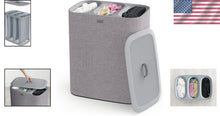 Load image into Gallery viewer, Tota Trio 90L Laundry Hamper - 3 Compartments with Removable Bags in Gray