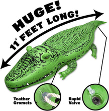 Load image into Gallery viewer, Over 11 Ft Premium Quality Inflatable Alligator - Perfect for Pool Parties