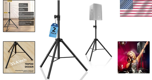 Foldable Speaker Tripod Stands - Adjustable Height for PA and Studio Monitors