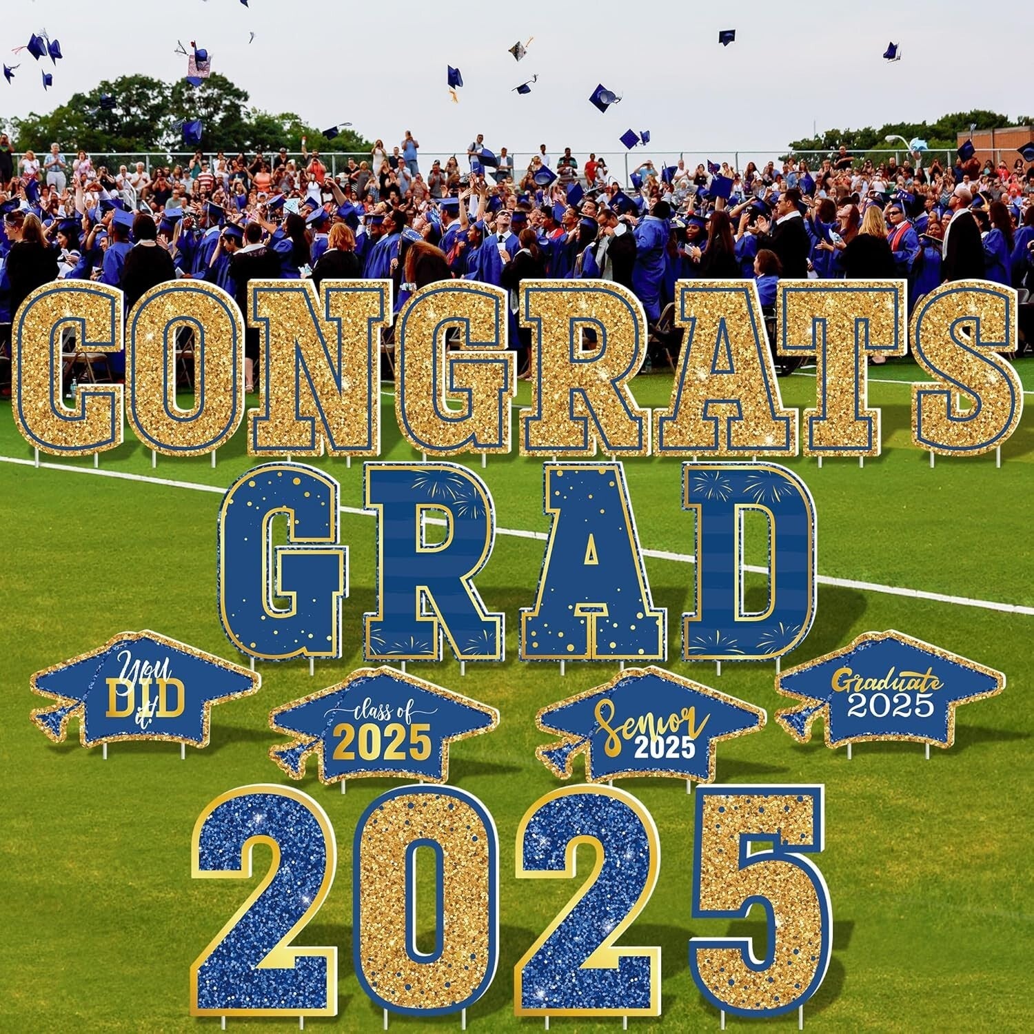 Durable Graduation Yard Decorations - 20 PCS 2025 Congrats Grad Signs & Stakes