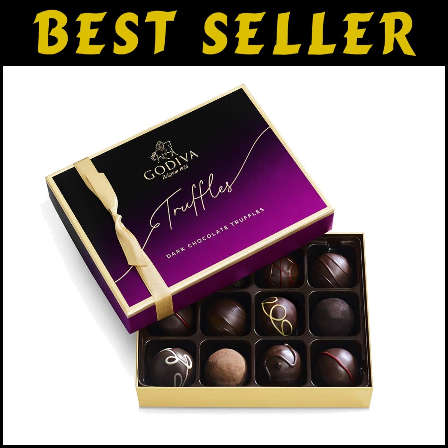Exquisite Belgian Dark Chocolate Truffles Gift Box - 12 Assorted Delights