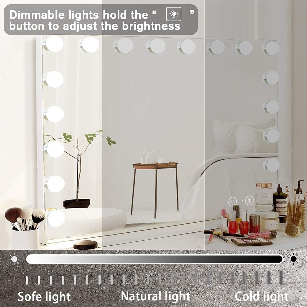 Bluetooth Vanity Mirror with Touch Sensor and 10X Magnifying - Wall or Tabletop