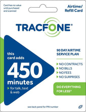 Load image into Gallery viewer, Compact Tracfone 450-Minute Airtime Card - 90 Days, No Bills or Surprises