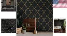 Load image into Gallery viewer, Gold and Black Peel and Stick Wallpaper - Modern Geometric Design 17.7"x393.7"