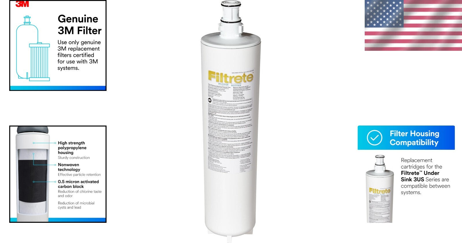 Compact Maximum Water Filtration Replacement Cartridge - Fits System 3US-MAX-S01