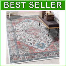Load image into Gallery viewer, Non-Slip 5x7 Orange Boho Area Rug - Machine Washable for Living Room and Bedroom