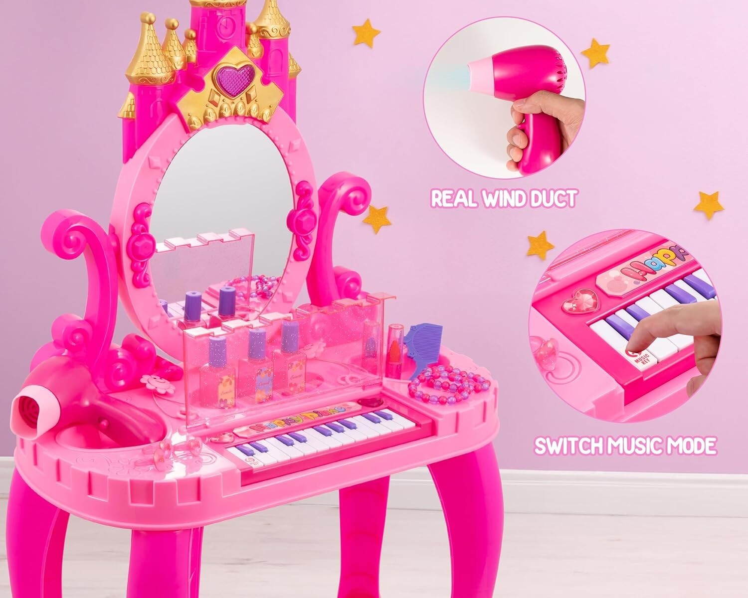 Delightful Vanity Makeup Table Set with Musical Organ for Little Girls' Dreams