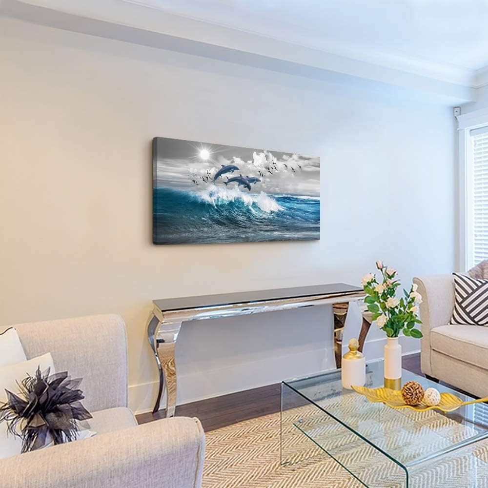 Elegant 40'' x 20'' Blue Sea Canvas Art - Perfect Wall Décor for Home or Office