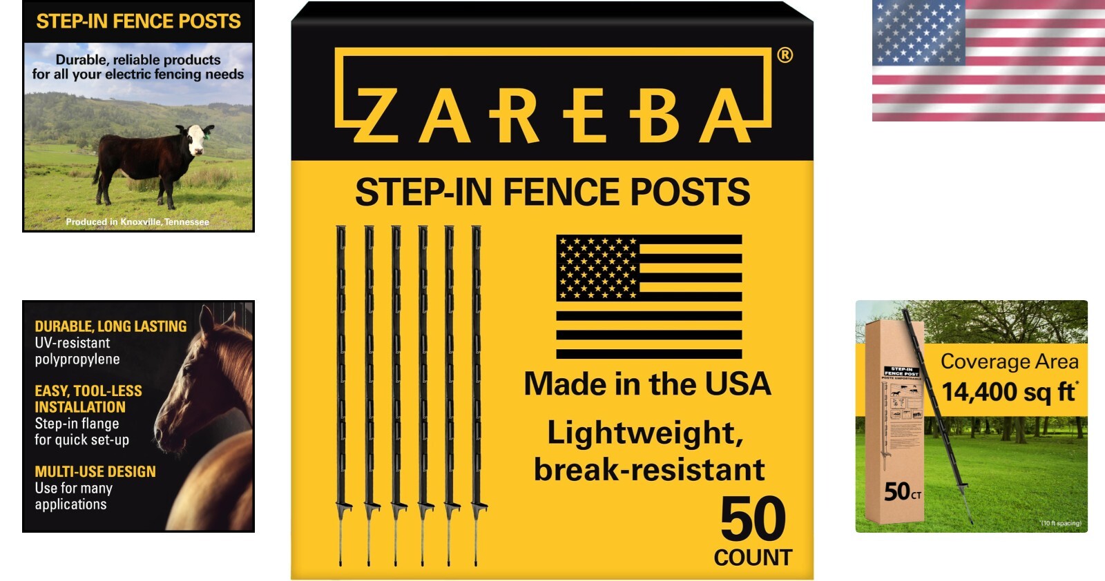 Lightweight & Durable 4-Inch Step-In Fence Post - Ideal for Electric Fencing