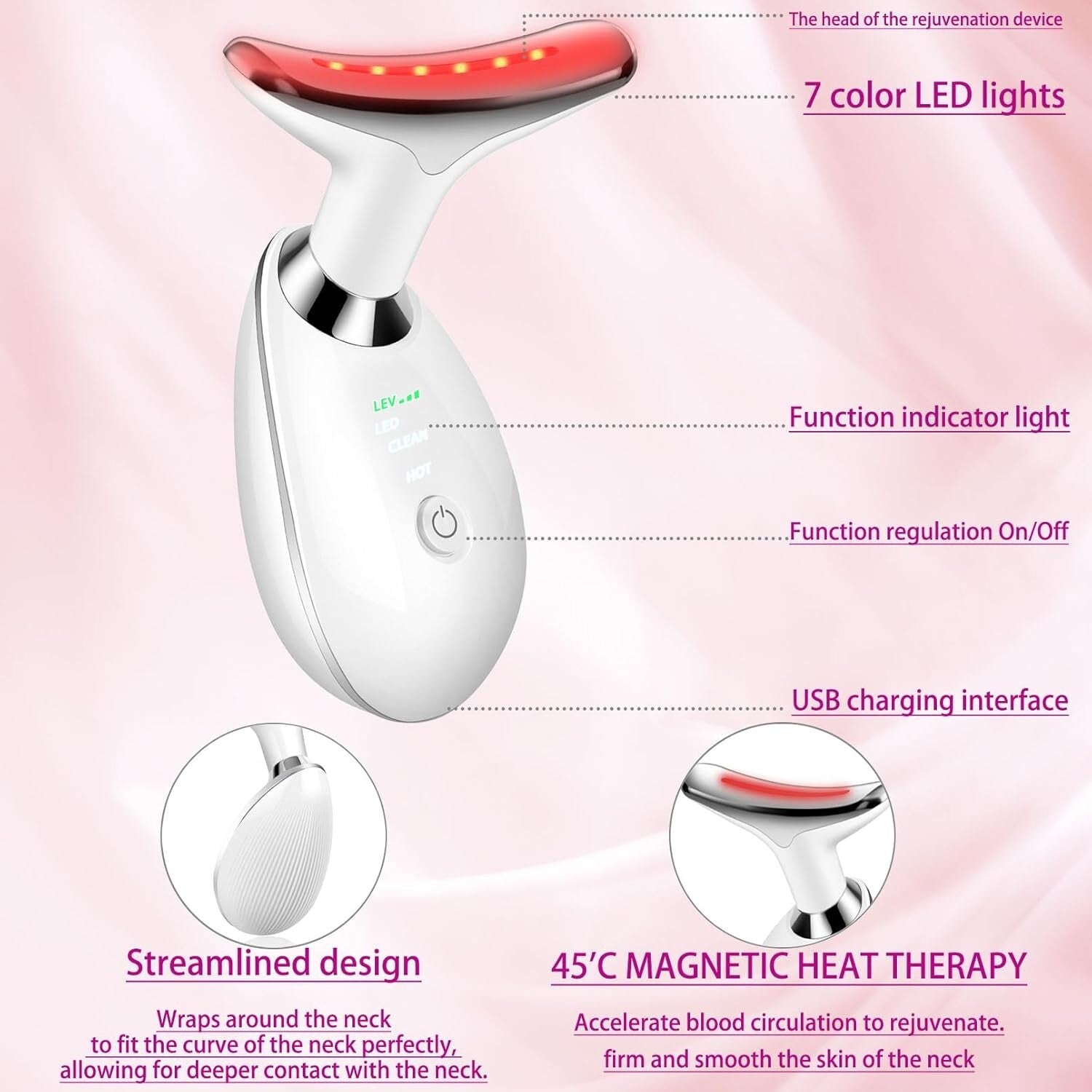 Compact Facial Massager Wand with Red Light Therapy for Radiant Skin Results