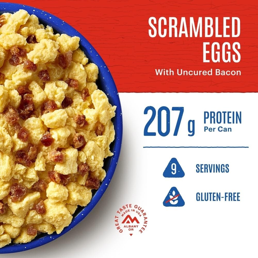 Emergency Freeze-Dried Breakfast Can: Scrambled Eggs & Smoked Bacon, 9 Servings