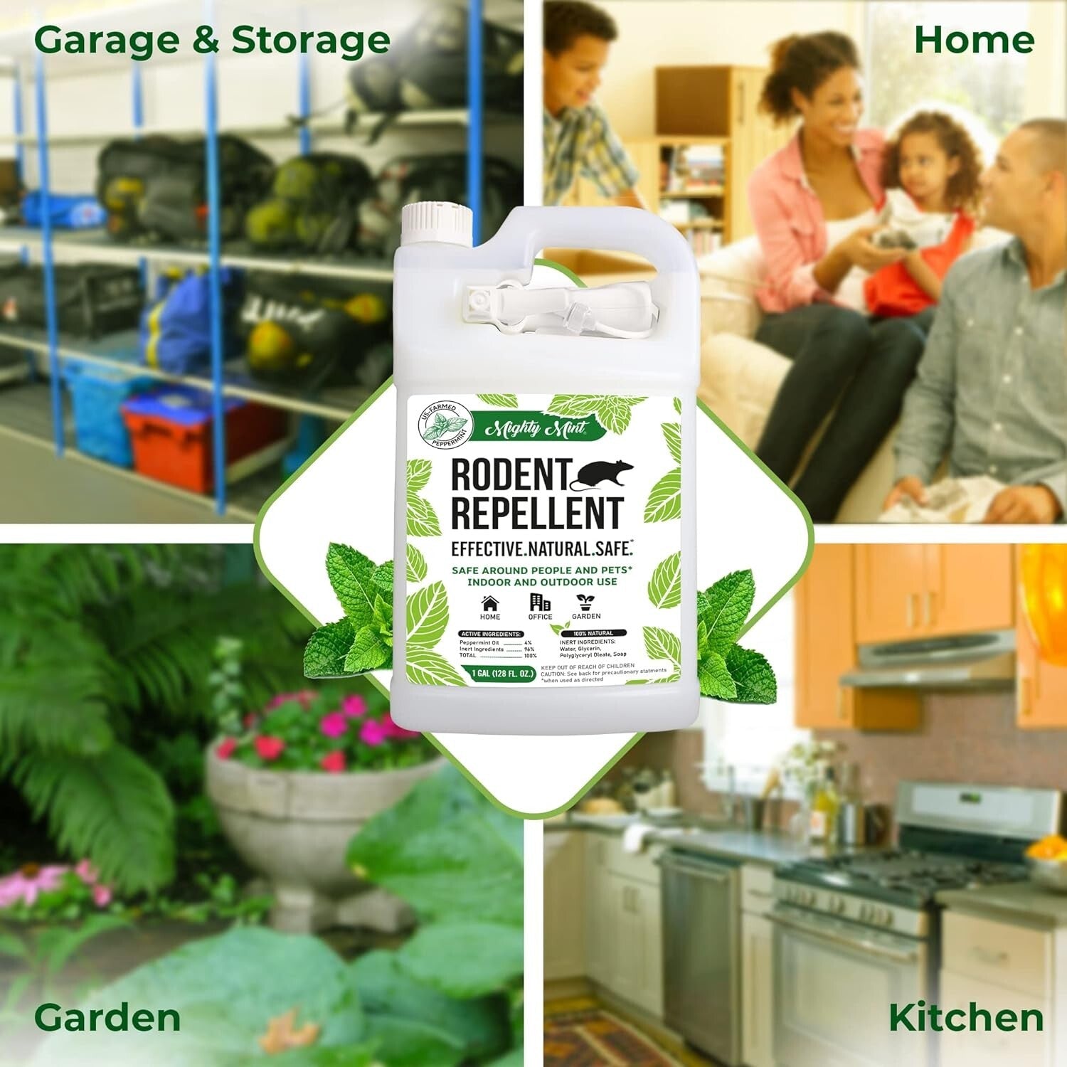 1 Gallon Natural Peppermint Oil Spray - Effective Rodent Repellent with Cloth