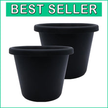 Load image into Gallery viewer, Versatile 14-Inch Round Plant Pots - Smart Drainage &amp; Rolled Rim Design, 2-Pack