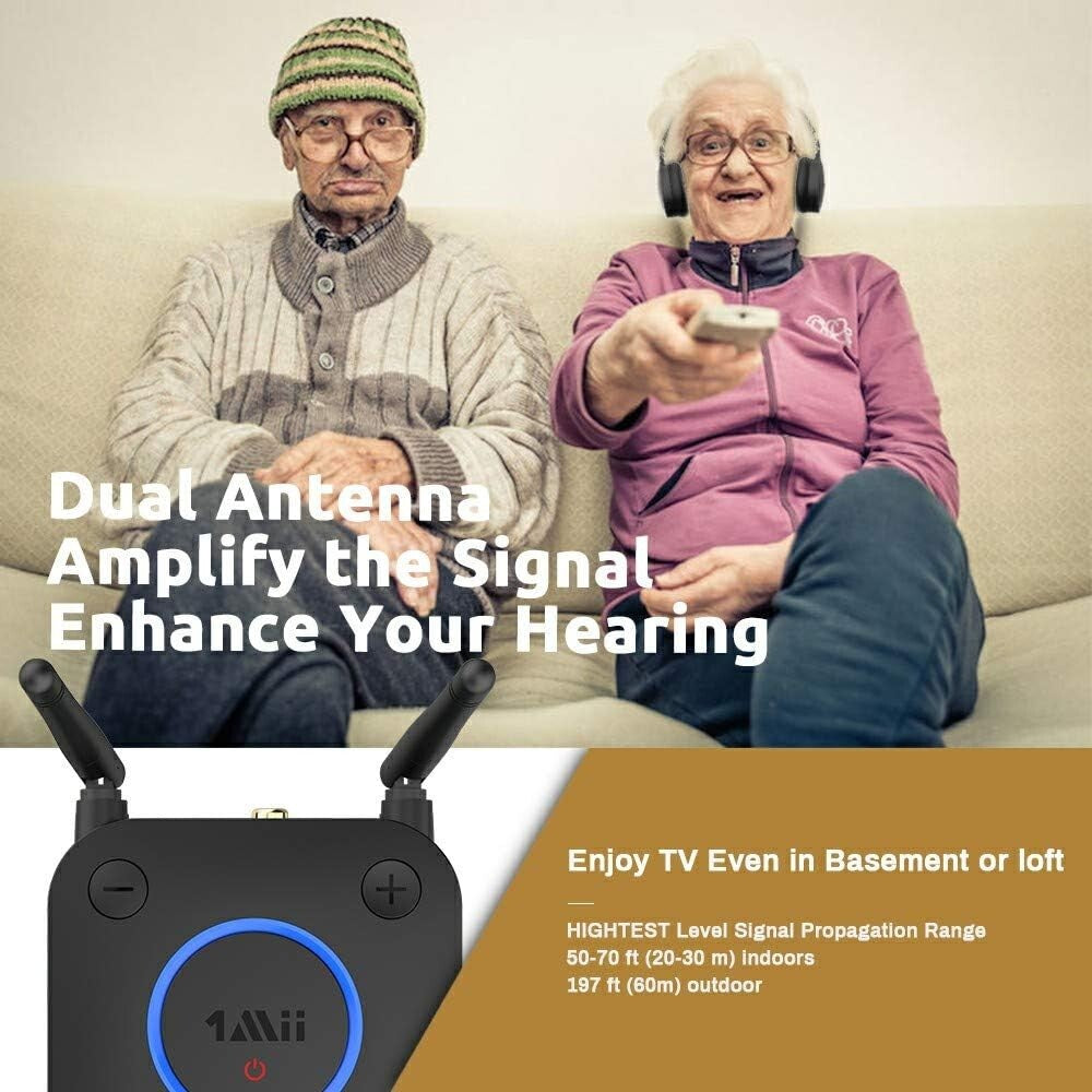 Compact Bluetooth Transmitter for TV - Supports Two Headphones Simultaneously