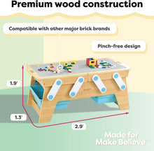 Load image into Gallery viewer, Durable Building Bricks Storage Table with Three Bins - Versatile Play Space