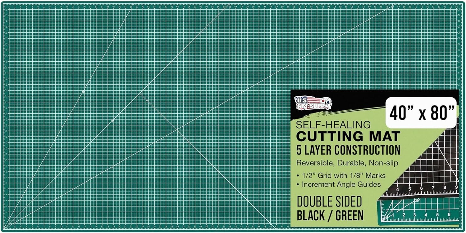 Versatile 40" x 80" Cutting Mat with Diagonal Lines - Ideal for Scrapbooking