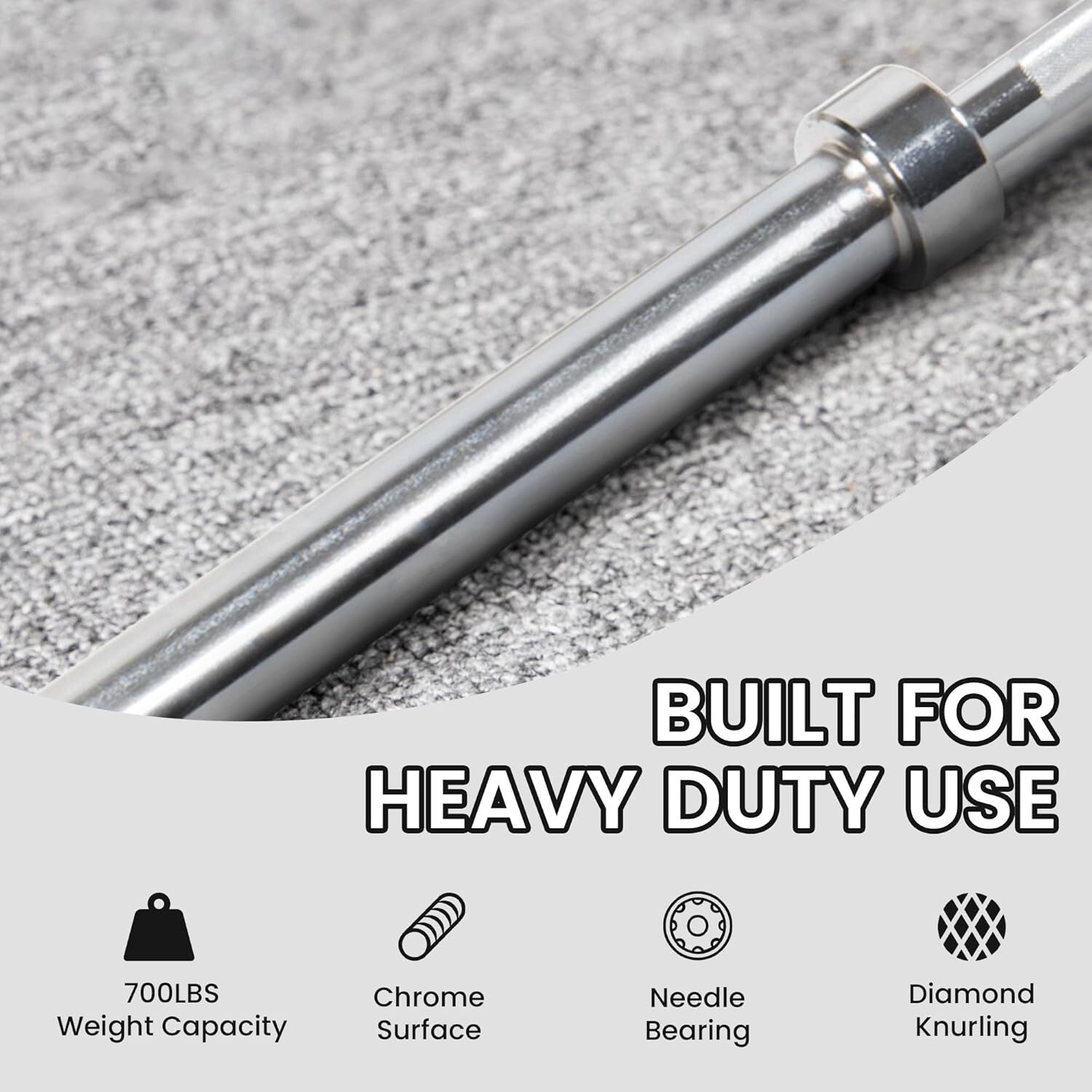 5-Foot Alloy Steel Olympic Barbell with Secure Knurled Grip - Durable & Reliable