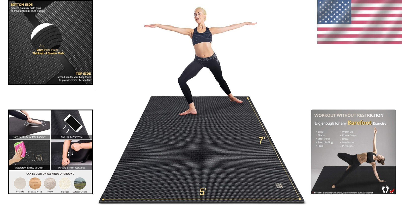 Durable 9mm Memory Foam Yoga Mat - Perfect for Yoga, Pilates, and Meditation