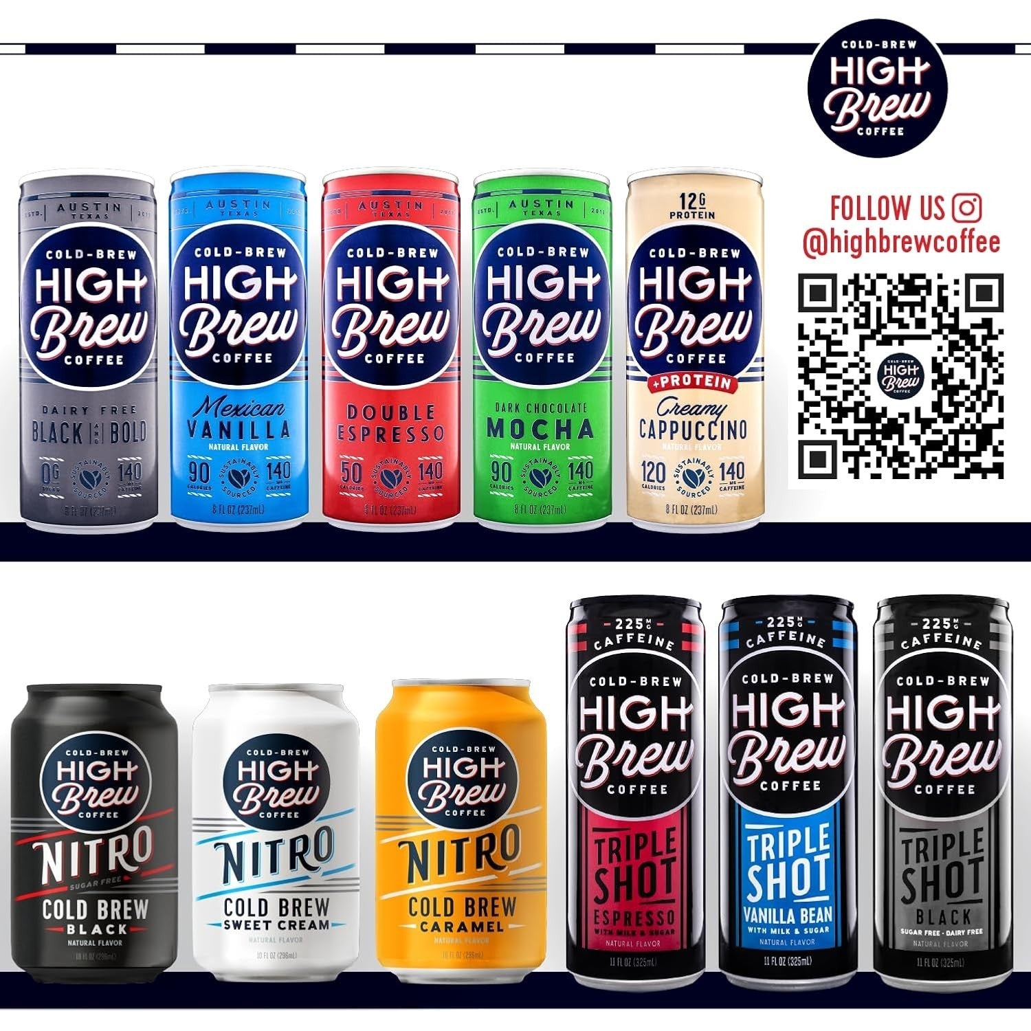 High Brew Nitro Sweet Cream Cold Brew Coffee: 12 Ready-to-Drink Cans, 10 FL Oz