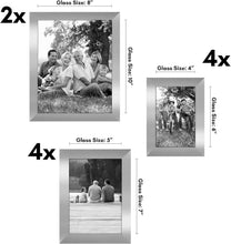 Load image into Gallery viewer, Stylish Silver Picture Frame Set - Includes 2 Large, 4 Medium &amp; 4 Small Frames