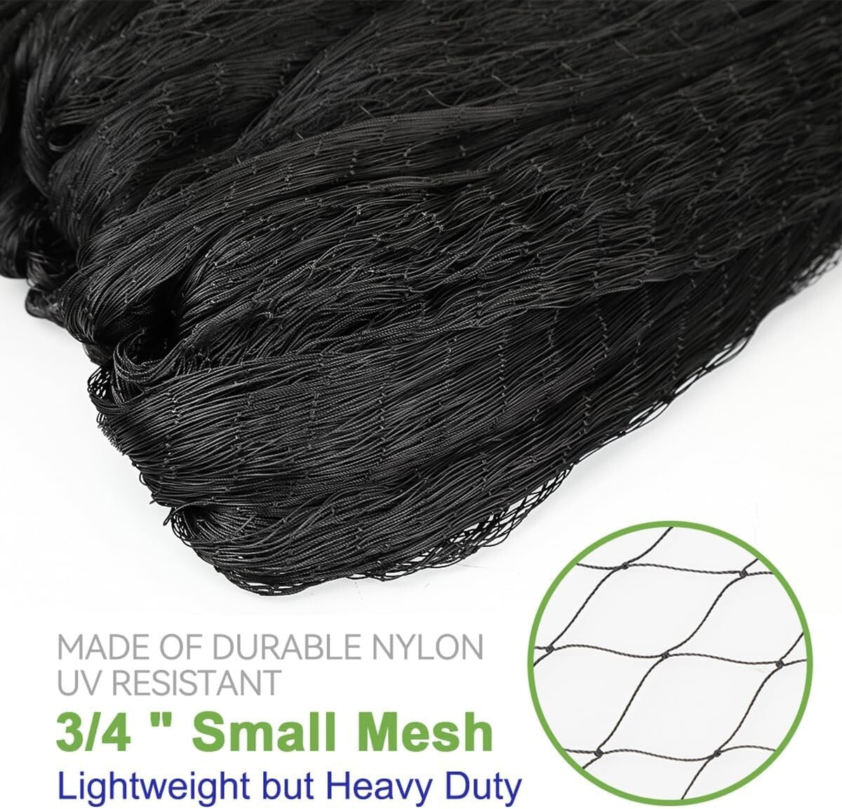 50' x 50' Black Garden Netting with 3/4" Mesh – Protect Plants Effortlessly