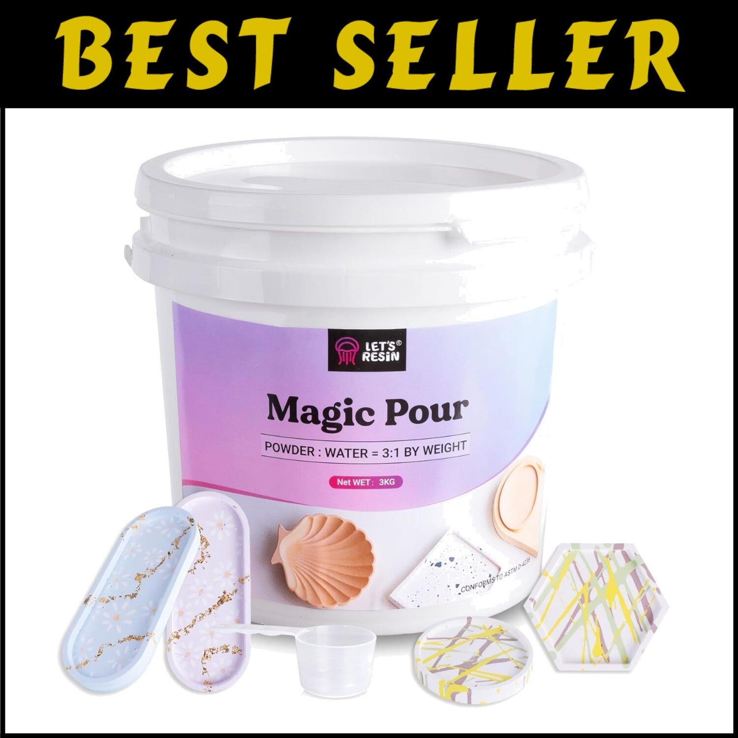 Fast-Curing 3000g Casting Resin Kit for Beginners, Easy Mixing & Demolding