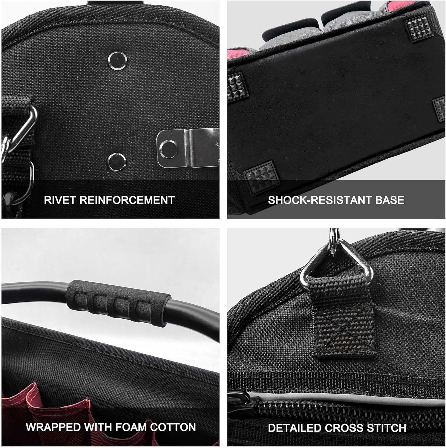 Ergonomic Heavy-Duty Tool Bag with Rotating Handle & Reflective Safety Strips