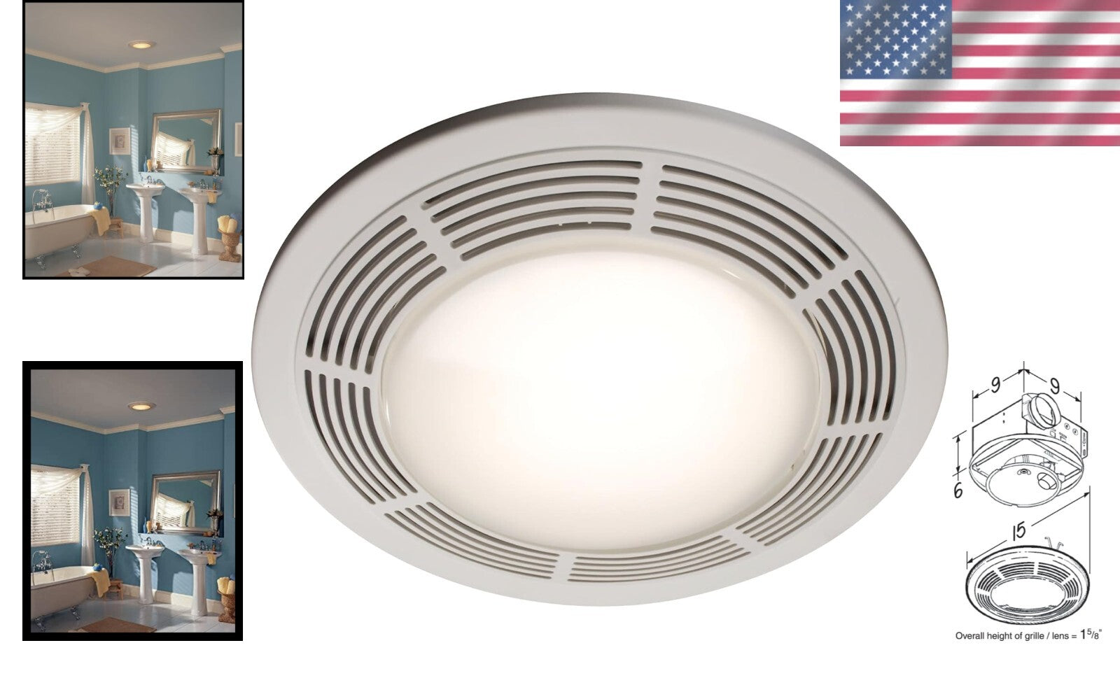 Efficient 100 CFM Bathroom Exhaust Fan & Night Light - Modern White Design