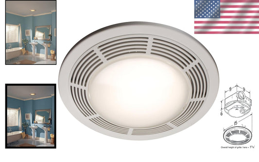 Efficient 100 CFM Bathroom Exhaust Fan & Night Light - Modern White Design